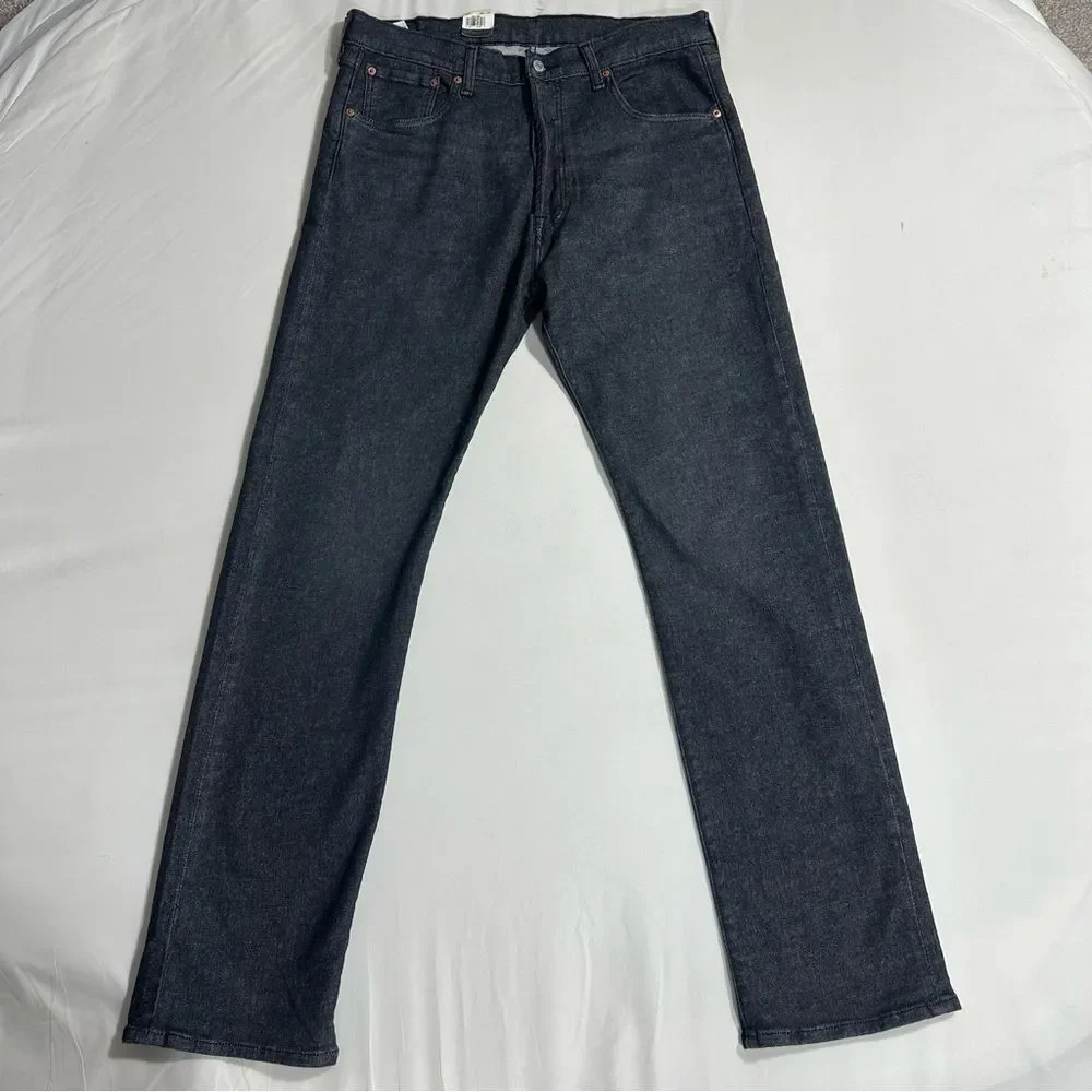 NWT Levi 501 Original Jeans Men 38x34 Faded Black Stretch Denim Button Fly